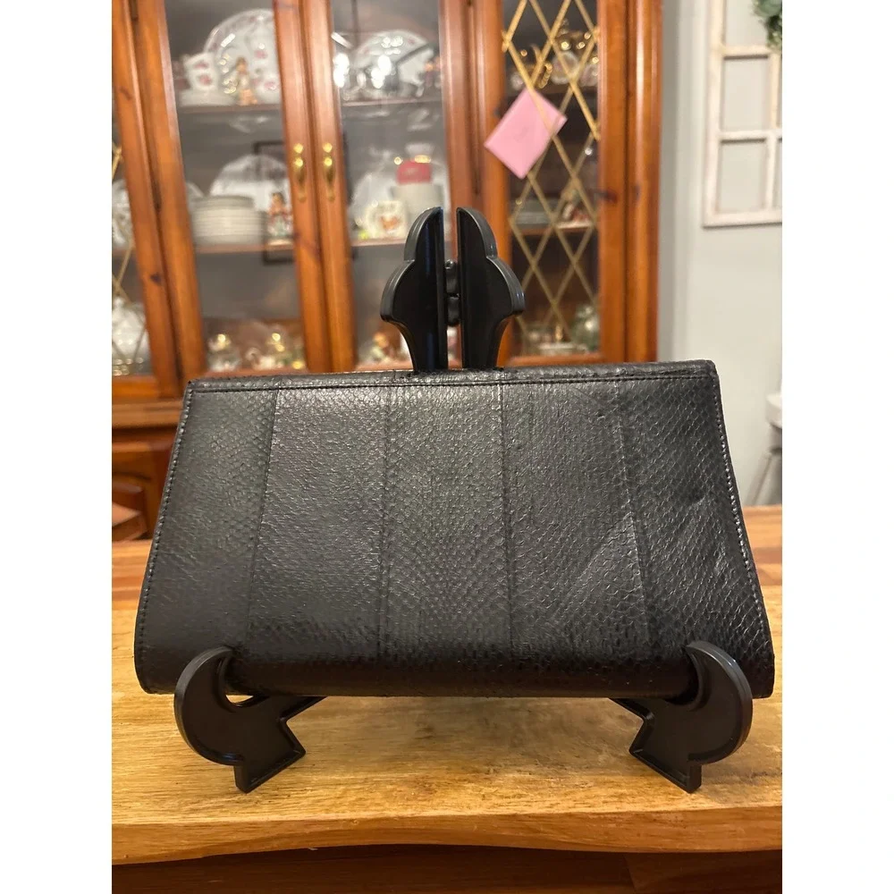 Unbranded Clutch Women OS Black good Snakeskin Embossed Vintage Style Bag